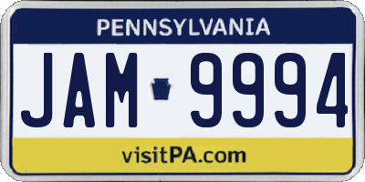 PA license plate JAM9994