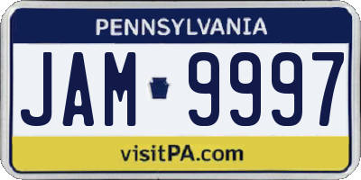 PA license plate JAM9997