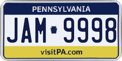 PA license plate JAM9998