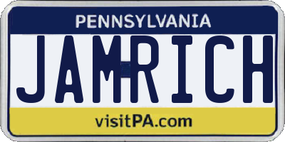 PA license plate JAMRICH