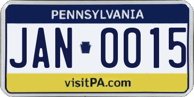 PA license plate JAN0015