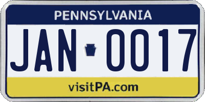 PA license plate JAN0017