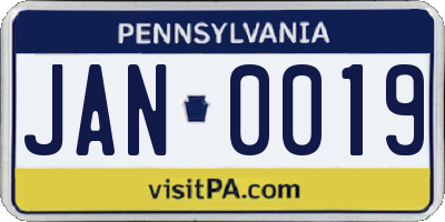 PA license plate JAN0019