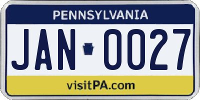 PA license plate JAN0027