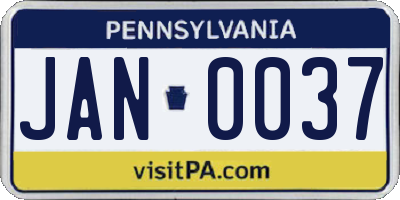 PA license plate JAN0037
