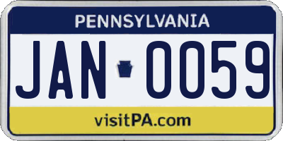PA license plate JAN0059