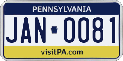 PA license plate JAN0081