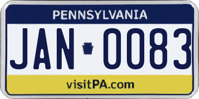 PA license plate JAN0083