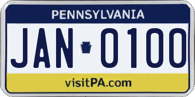 PA license plate JAN0100