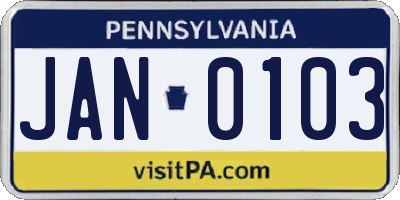 PA license plate JAN0103