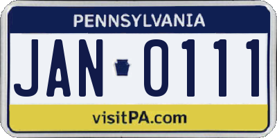 PA license plate JAN0111
