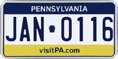 PA license plate JAN0116