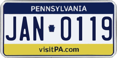 PA license plate JAN0119