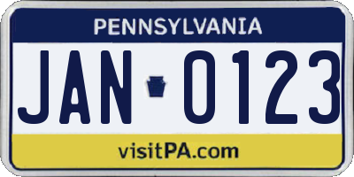 PA license plate JAN0123
