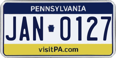 PA license plate JAN0127