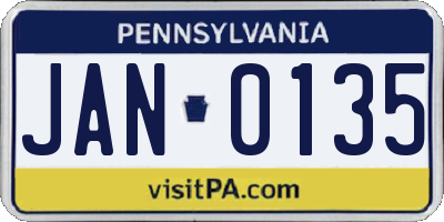 PA license plate JAN0135