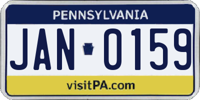 PA license plate JAN0159
