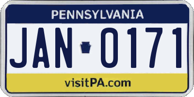 PA license plate JAN0171