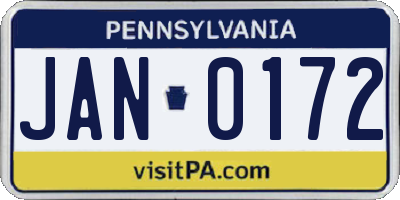 PA license plate JAN0172