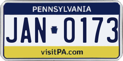 PA license plate JAN0173