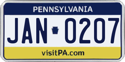 PA license plate JAN0207