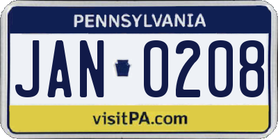 PA license plate JAN0208