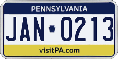 PA license plate JAN0213