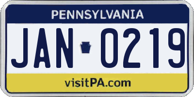PA license plate JAN0219