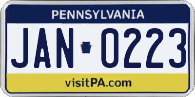 PA license plate JAN0223