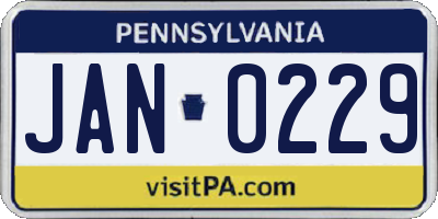 PA license plate JAN0229