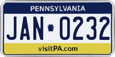 PA license plate JAN0232
