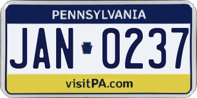 PA license plate JAN0237