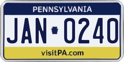 PA license plate JAN0240