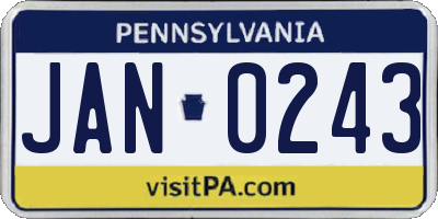 PA license plate JAN0243