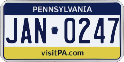 PA license plate JAN0247