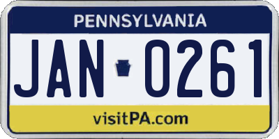 PA license plate JAN0261