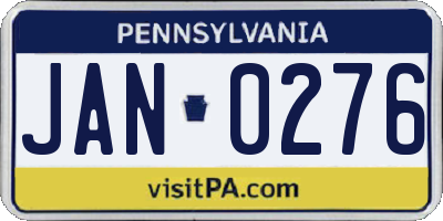 PA license plate JAN0276