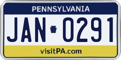 PA license plate JAN0291