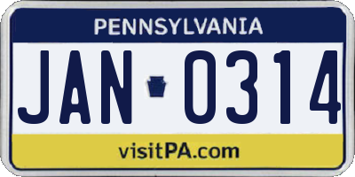 PA license plate JAN0314