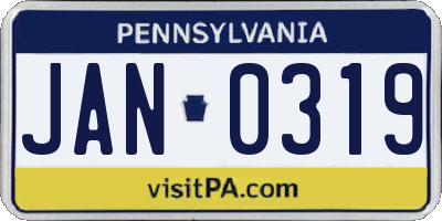 PA license plate JAN0319