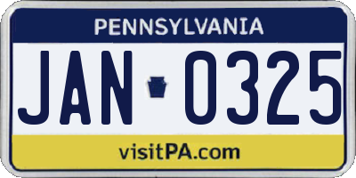 PA license plate JAN0325