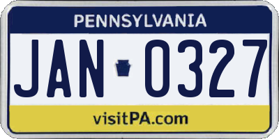 PA license plate JAN0327