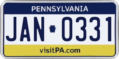 PA license plate JAN0331