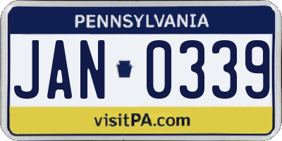 PA license plate JAN0339