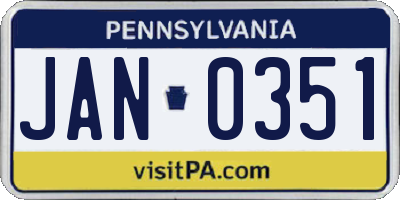 PA license plate JAN0351