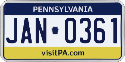 PA license plate JAN0361