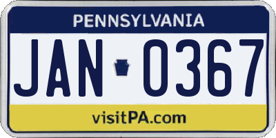 PA license plate JAN0367