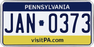 PA license plate JAN0373