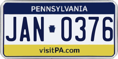 PA license plate JAN0376