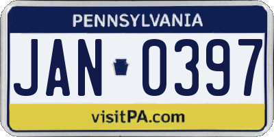 PA license plate JAN0397
